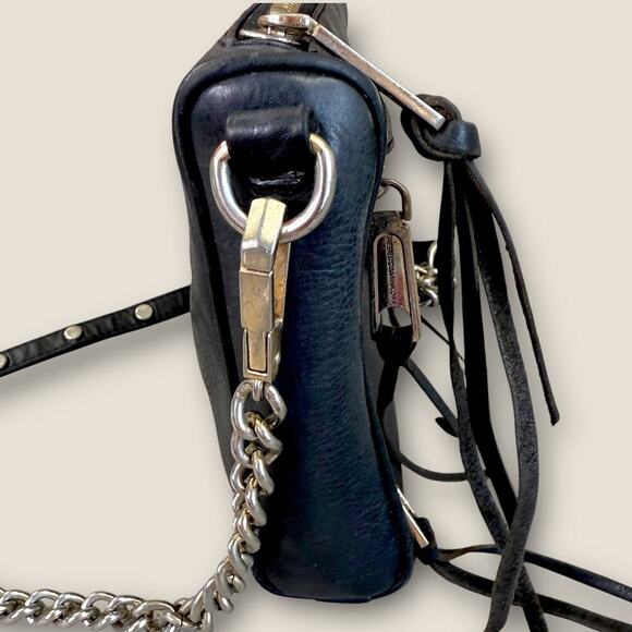 Rebecca Minkoff Leather Crossbody Shoulder Mini Bag Adjust Chain Strap Multi Zip - Picture 5 of 14
